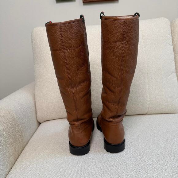 Authentic Gucci Fur Lined Tan Knee High Leather Boots Size 37 / 7 US Shelly - Picture 4 of 8
